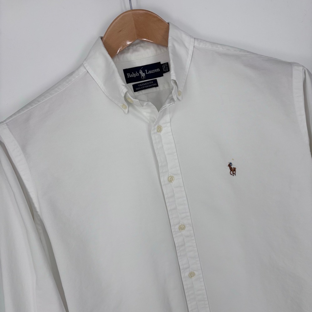 Polo Ralph Lauren Oxford Shirt Mens 15.5 33 White Heavyweight Yarmouth OCBD